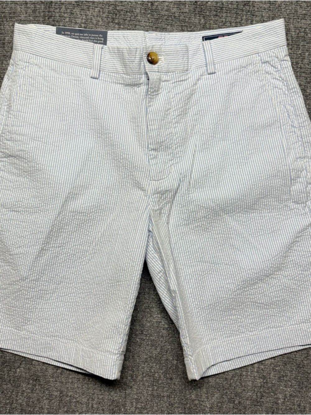 Vineyard Vines Breaker Shorts Men 31 Blue Seersucker Stripe Chino 9" Coastal NEW
